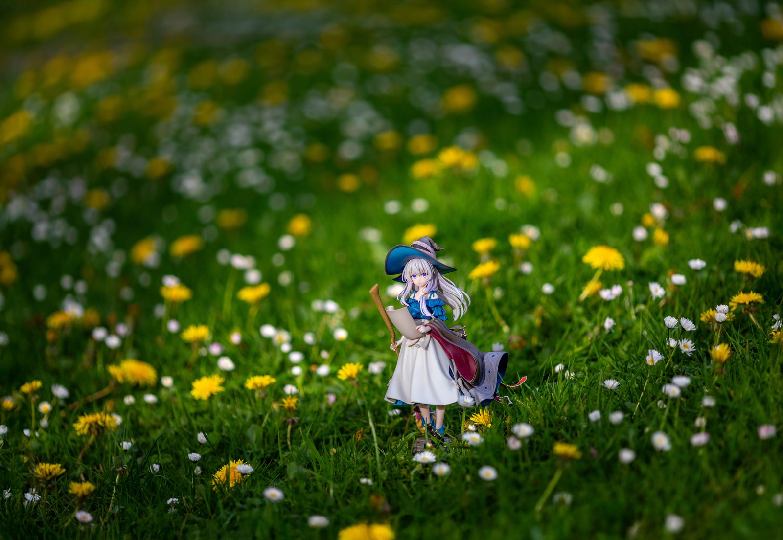 Figure in wildflower meadow