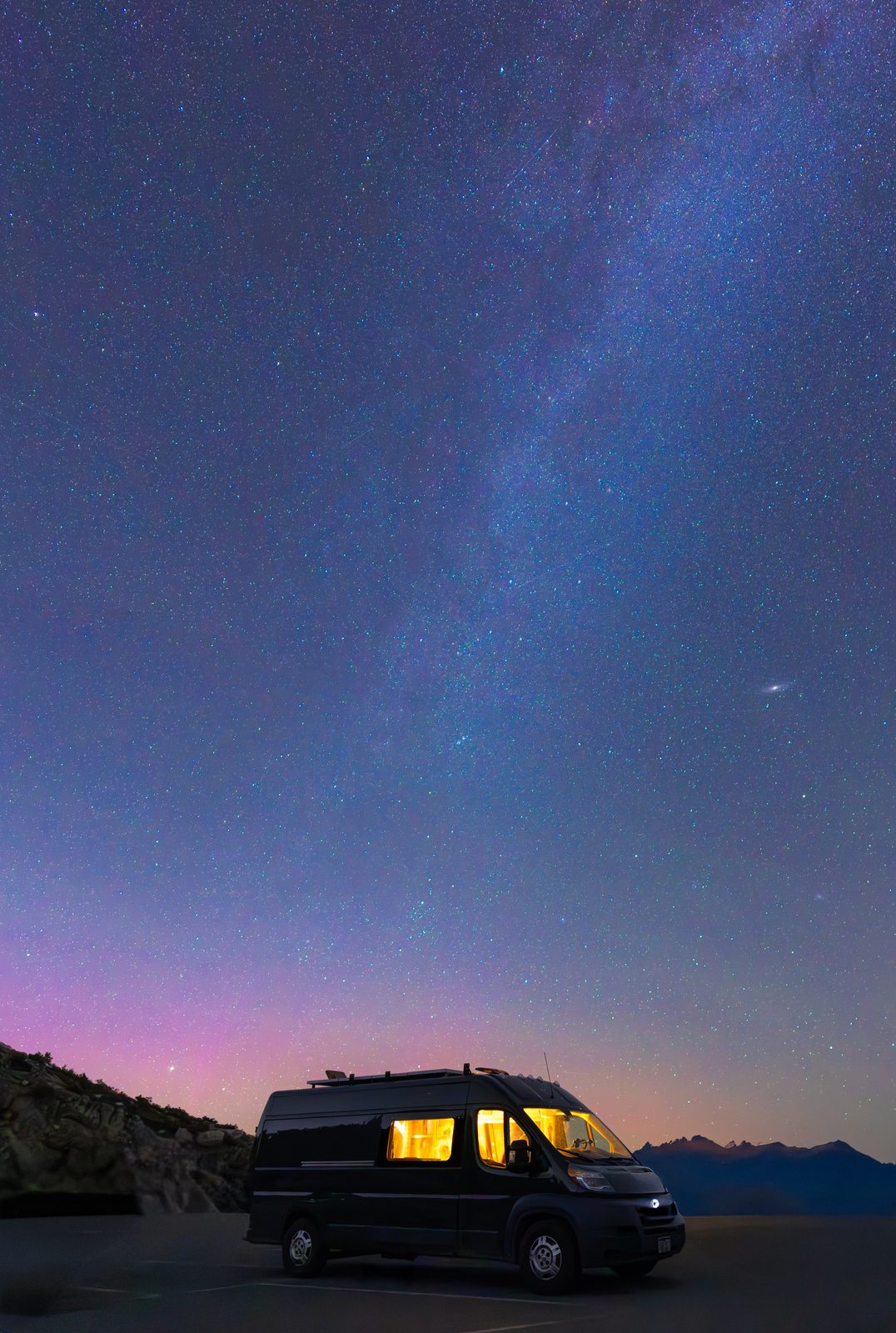 Campervan under the Milky Way
