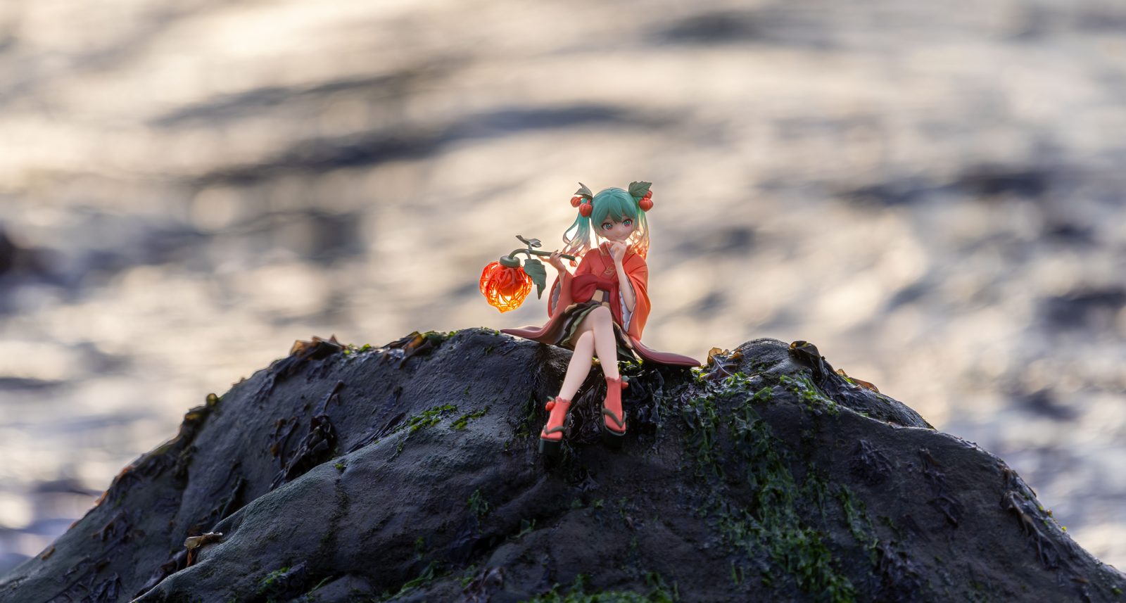 Figure on seaside rock